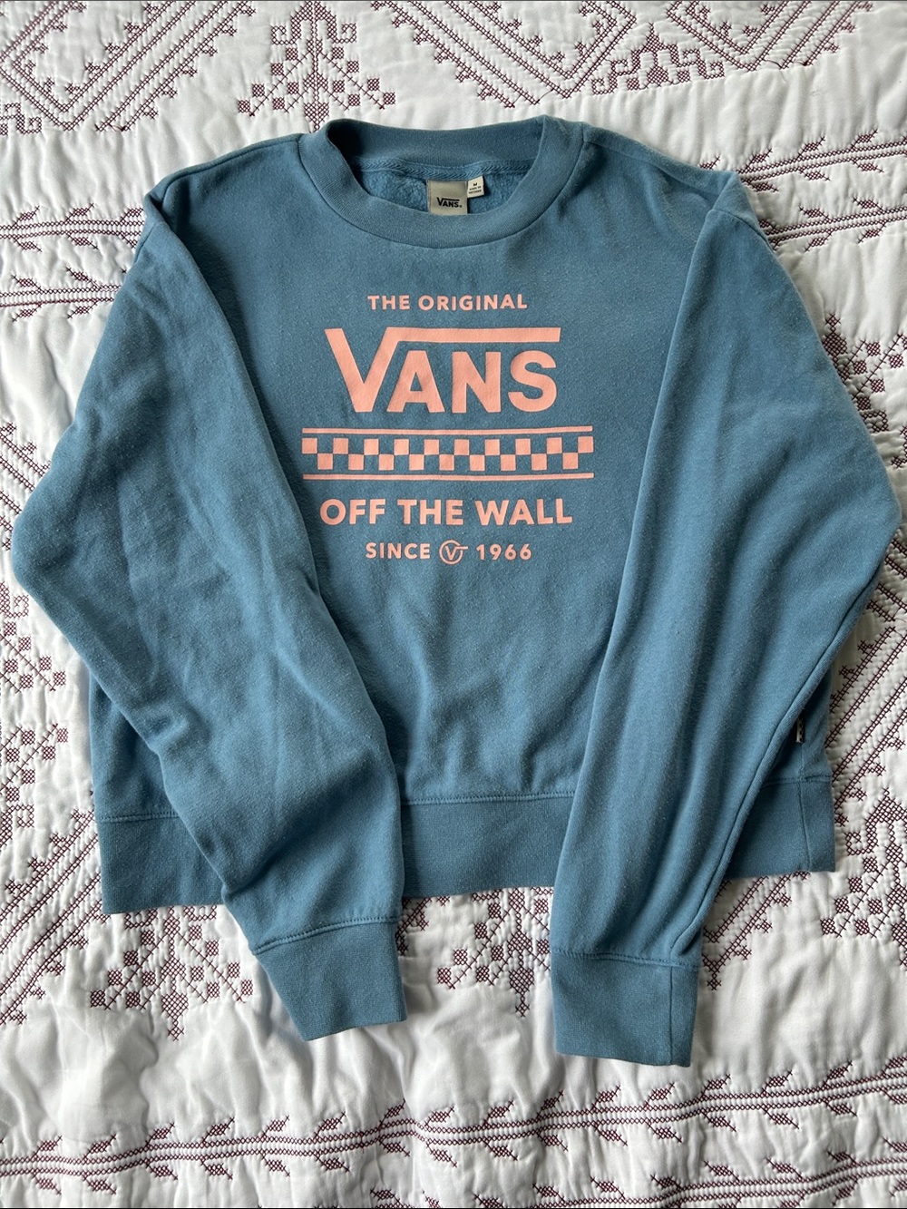 Vans Teal Sweatshirt with Pink Logo and Checker